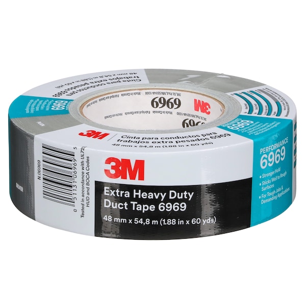 Duct Tape, 10.7 Mil, 2"x60 yds., Silver, PK24